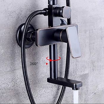 Amazon｜オーバーヘッドシャワー付きブラックシャワーキット